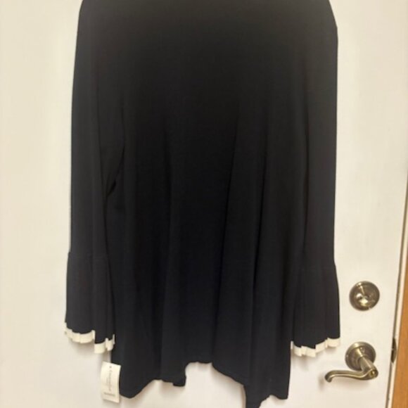 NWT CHARTER CLUB MACY'S WOMENS DEEP BLACK OPEN CARDIGAN W/ PLEATED SLEEVES. 2X - Picture 3 of 3